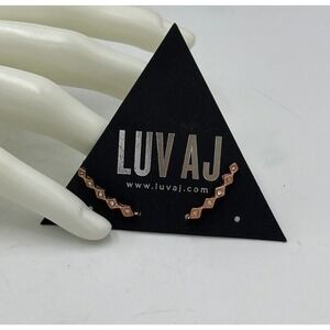 LUV‎ AJ "Diamond Kite" Rose Gold Swarovski Crystal Crawler Earrings Only New